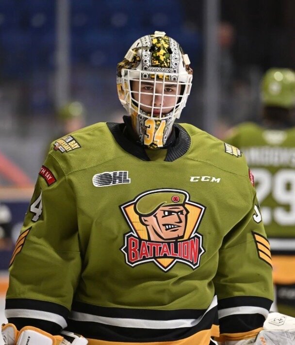 Mike in net for the North Bay Battalion