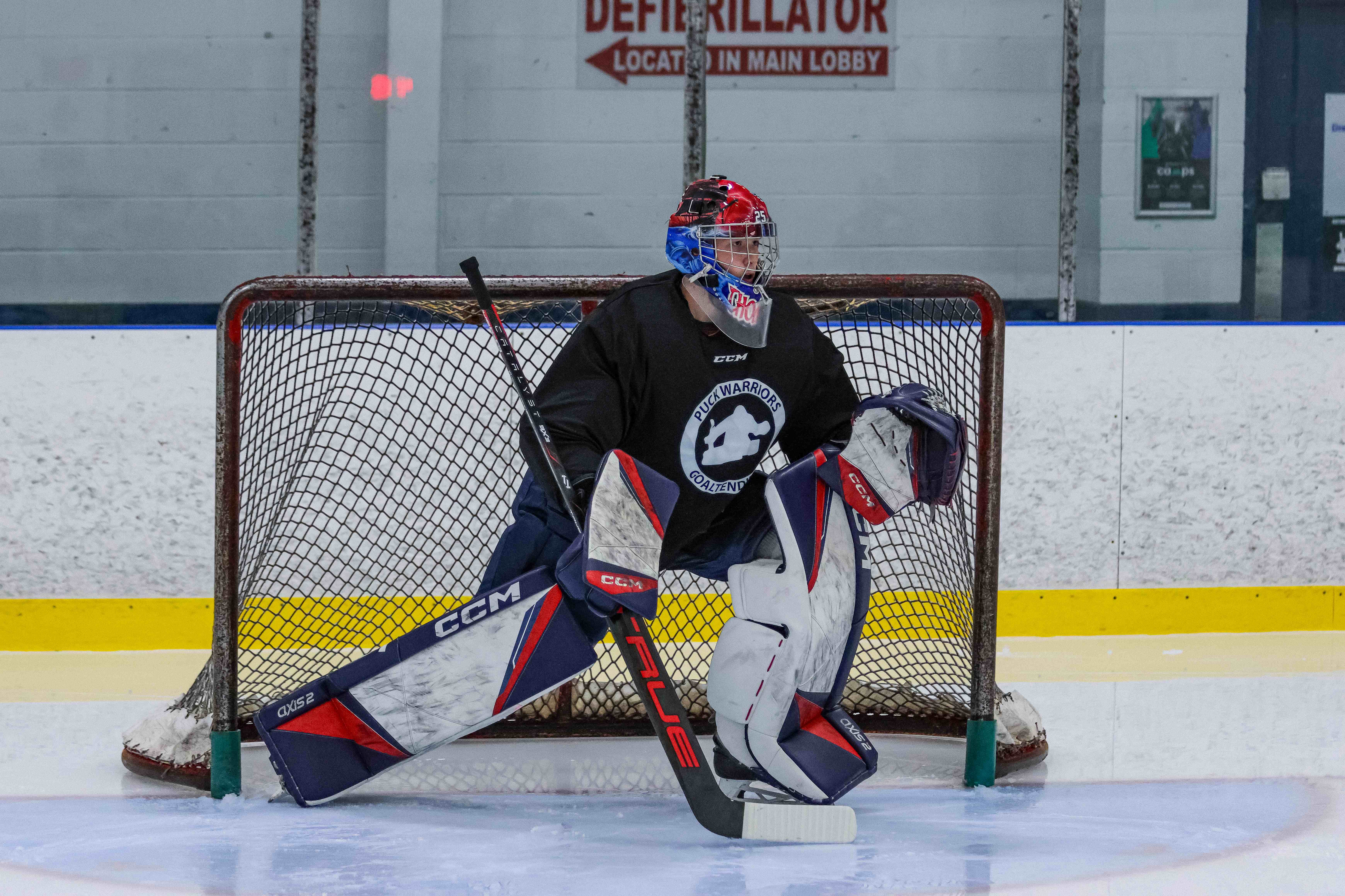 PWG goaltender set in the crease