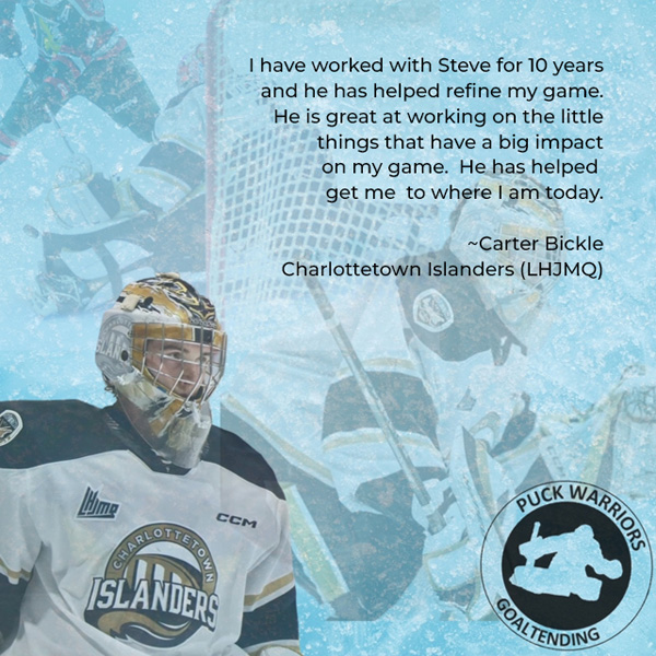 Carter Bickle, QMJHL goaltender trained by PWG